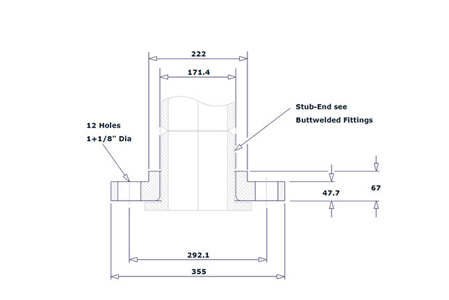 Dimensión de Brida LJ Clase 600